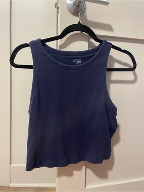 Aerie offline Navy Ribbed Cropped Tank Top